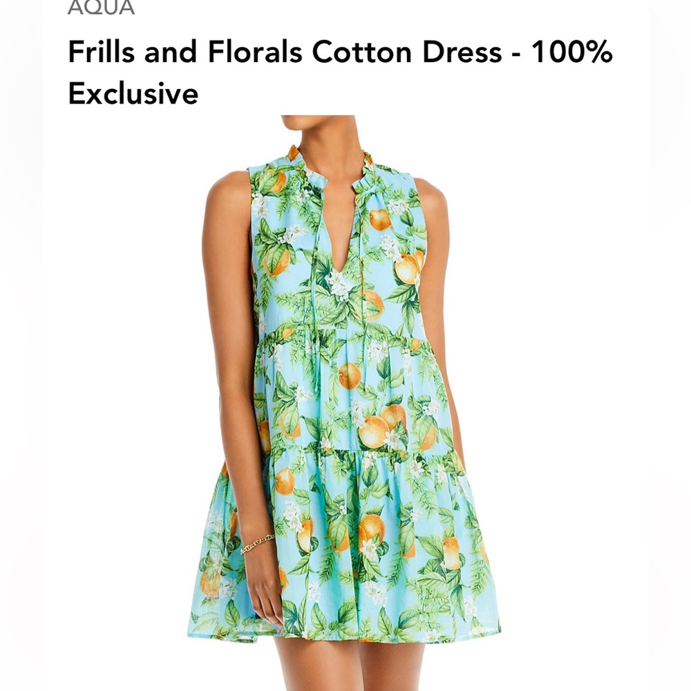 Aqua Frills and Floral Cotton Dress - Bloomingdale’s Exclusive
